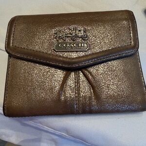 Coach metallic brown Leather Wallet with Carriage Emblem